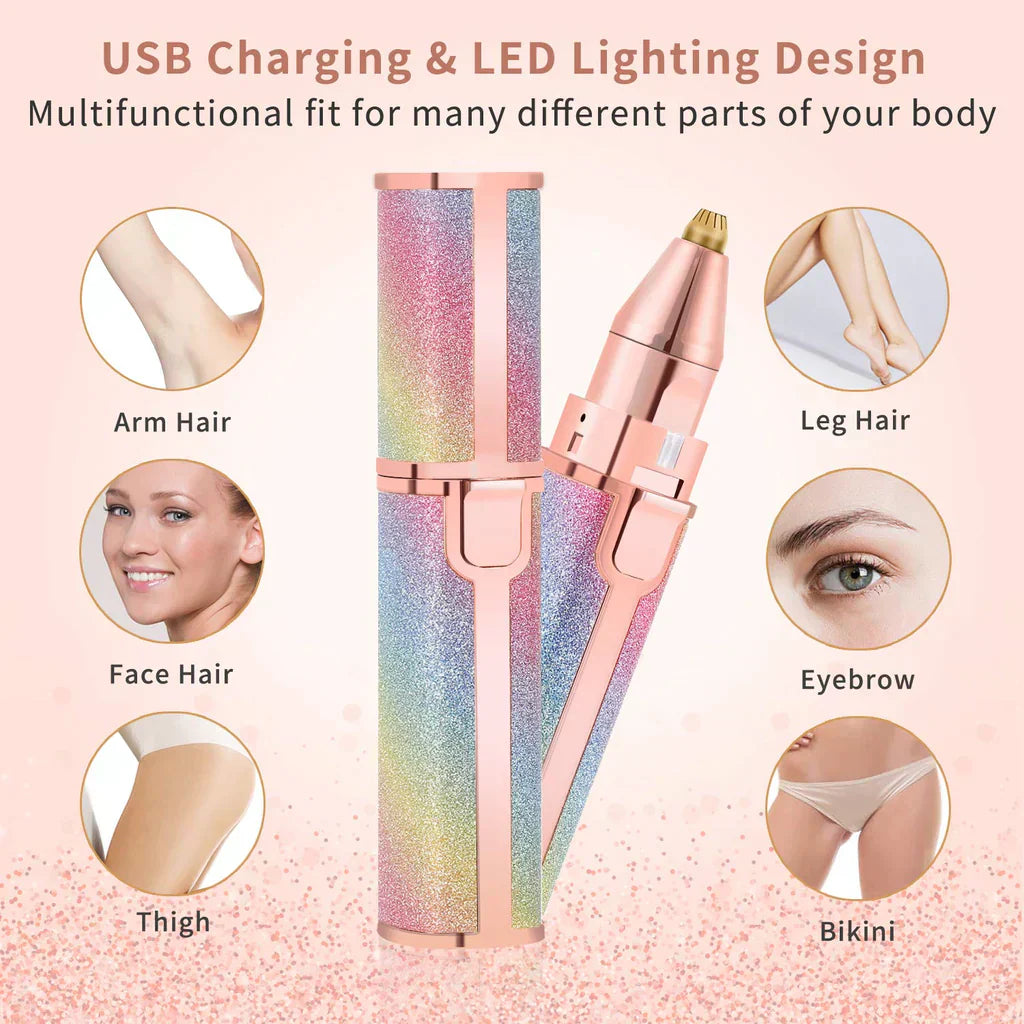 2 In 1 Eyebrow Trimmer For Women With Built-In Light - Rechargeable