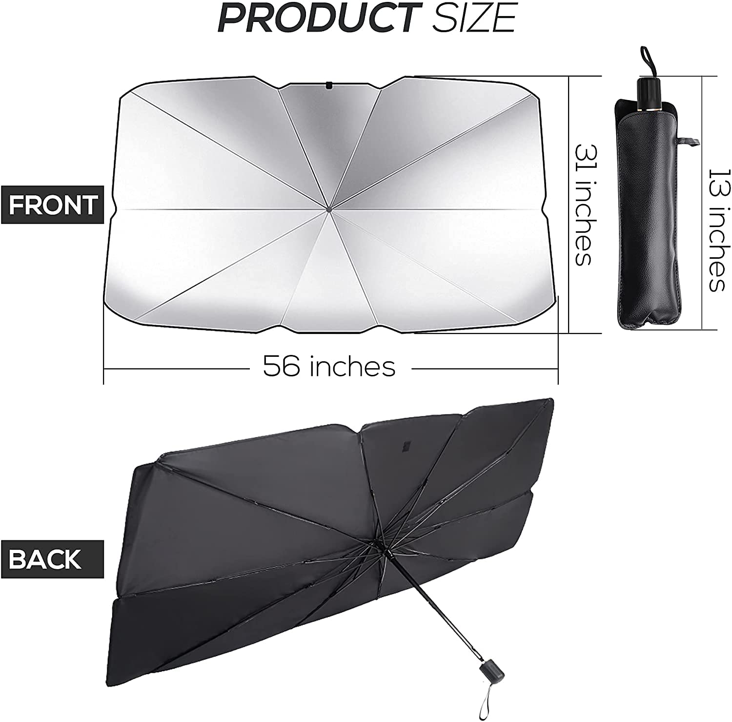 Car Windshield Sun Shade Umbrella - Foldable